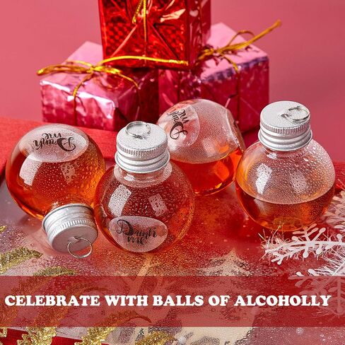 Christmas Booze Balls Clear Christmas Tree Fillable Ornaments Water Bottle Bulbs Shape Clear Plastic Christmas Ornaments Pendant Ball for Home Decoration Party Decoration (Silver, 12 Pieces) in Saudi Arabia