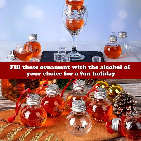 Christmas Booze Balls Clear Christmas Tree Fillable Ornaments Water Bottle Bulbs Shape Clear Plastic Christmas Ornaments Pendant Ball for Home Decoration Party Decoration (Silver, 12 Pieces) in Saudi Arabia