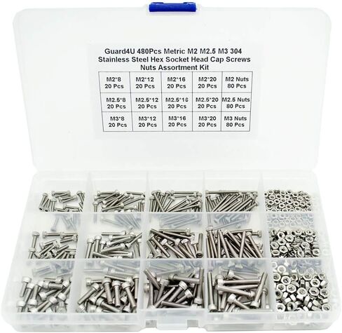 480 قطعة متري M2 M2.5 M3 304 سداسية من الفولاذ المقاوم للصدأ المقبس غطاء رأس مسامير المكسرات مجموعة متنوعة in Kuwait