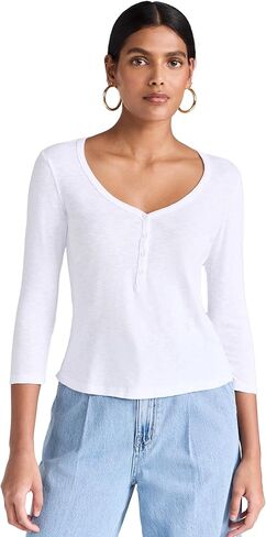 بلوزة Rowena للسيدات من L'AGENCE بأكمام 3/4 كم هينلي in Kuwait