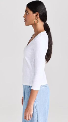 بلوزة Rowena للسيدات من L'AGENCE بأكمام 3/4 كم هينلي in Kuwait