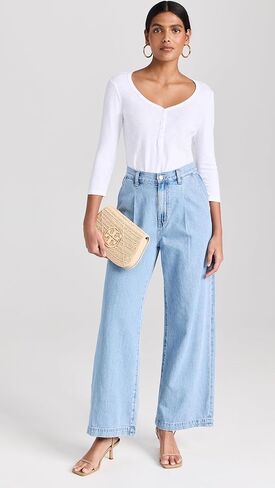 بلوزة Rowena للسيدات من L'AGENCE بأكمام 3/4 كم هينلي in Kuwait