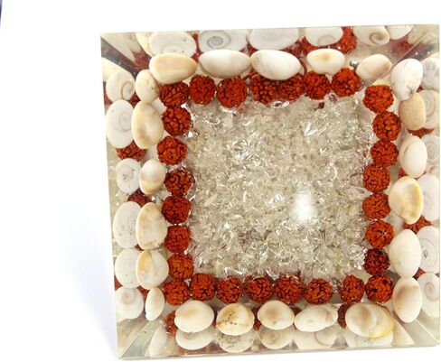 Jet Wealth Orgone Pyramid 4 inch Approx Crystal Natural Gomati Chakra with Shree Yantra Pyramid Success Prosperity in Saudi Arabia