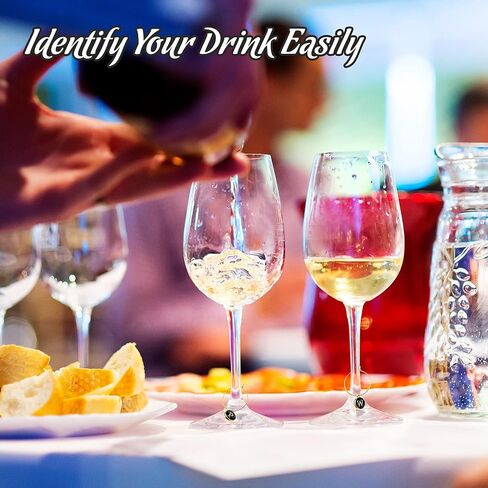Hicarer 26 Pieces Wine Charms for Stem Glasses with Rings Tags Metal Letters Glass Charm Markers Letters Beads Markers for Wine Cocktail Champagne Party Favors Decorations Family Gathering in Saudi Arabia