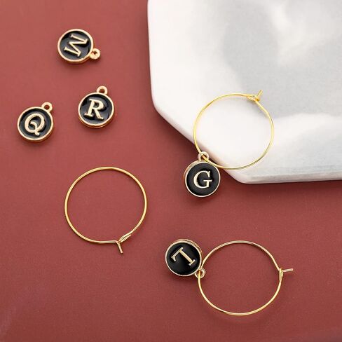 Hicarer 26 Pieces Wine Charms for Stem Glasses with Rings Tags Metal Letters Glass Charm Markers Letters Beads Markers for Wine Cocktail Champagne Party Favors Decorations Family Gathering in Saudi Arabia