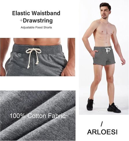 Mens Athletic Workout Shorts 3" Cotton Sweat Shorts with Pockets in Saudi Arabia
