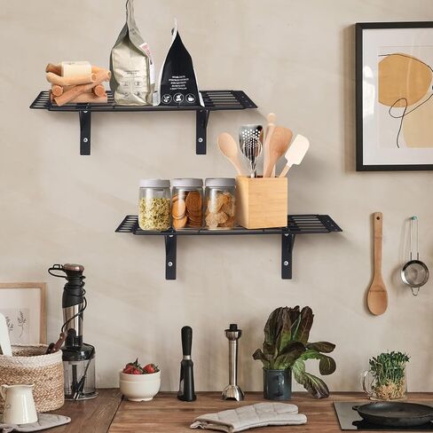 2 Pack Garage Shelves Wall Mounted Heavy Duty Garage Shelving Tool Organizer for Home Garden Shop Shed Garage Organization and Storage, Each 50lb Load Capacity, Black,15.8" x 7.9" in Saudi Arabia
