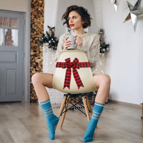 4 Pieces Christmas Checkered Chair Bows Buffalo Plaid Chair Bows Chair Tie Back Sashes for Christmas Wedding Party Chair Table Decorations (Red and Black) in Saudi Arabia