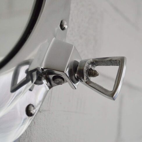 Wall Mounted Vintage Nautical Ship Porthole Mirror for Home Decor | Pirate's Maritime Nautical Themed Decor | Vanity Mirror (24 INCHES, NIckel Chrome) in Saudi Arabia