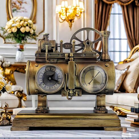 ساعة طاولة كلاسيكية بأرقام رومانية، ساعة منضدية، ساعة رف، ساعة مكتب Steampunk الصناعية لغرفة النوم، غرفة المعيشة، رف داخلي in Kuwait