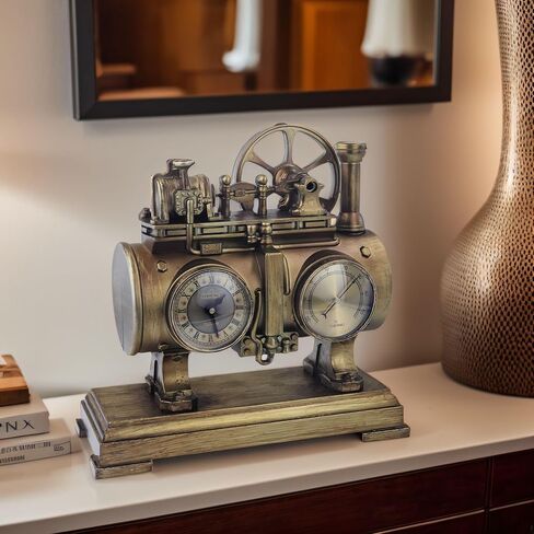 ساعة طاولة كلاسيكية بأرقام رومانية، ساعة منضدية، ساعة رف، ساعة مكتب Steampunk الصناعية لغرفة النوم، غرفة المعيشة، رف داخلي in Kuwait