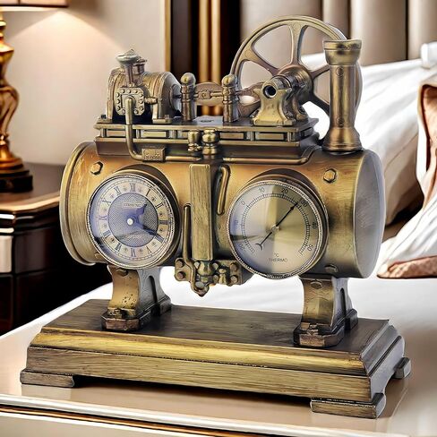 ساعة طاولة كلاسيكية بأرقام رومانية، ساعة منضدية، ساعة رف، ساعة مكتب Steampunk الصناعية لغرفة النوم، غرفة المعيشة، رف داخلي in Kuwait