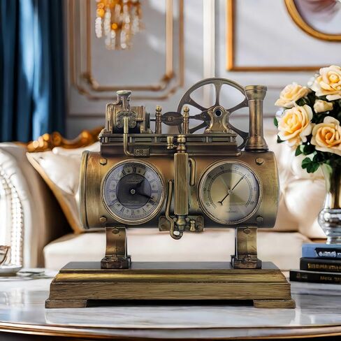 ساعة طاولة كلاسيكية بأرقام رومانية، ساعة منضدية، ساعة رف، ساعة مكتب Steampunk الصناعية لغرفة النوم، غرفة المعيشة، رف داخلي in Kuwait