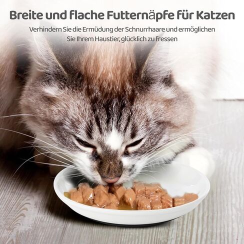 أطباق دوراكيتن السيراميكية للقطط 3 عبوات، أطباق للقطط ضحلة واسعة بدون شارب مع قاعدة من السيليكون غير قابلة للانزلاق، أوعية أطباق مياه لطعام القطط الأليفة، قطر 15 سم in Kuwait
