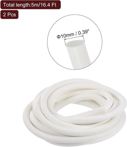 uxcell 2 Pcs Silicone Foam Seal Strip, 10mm(0.39") Dia 5m(16.4 Ft) Long Round Solid Weather Stripping Sponge Rubber Bar for Door Window DIY Gasket Automotive, White in Kuwait