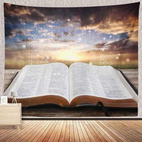 BULOR Holy Bible Opened Book Tapestry, Prayers Religious Church Jesus Christ School Wall Hangings Tapestry for Bedroom Living Room Dorm Man Cave Background 80x60inch in Saudi Arabia