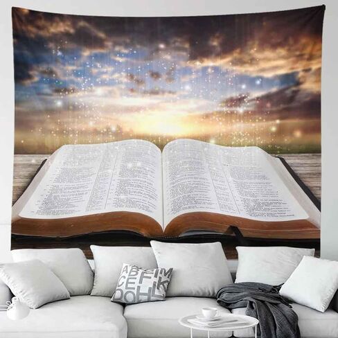 BULOR Holy Bible Opened Book Tapestry, Prayers Religious Church Jesus Christ School Wall Hangings Tapestry for Bedroom Living Room Dorm Man Cave Background 80x60inch in Saudi Arabia