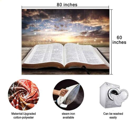 BULOR Holy Bible Opened Book Tapestry, Prayers Religious Church Jesus Christ School Wall Hangings Tapestry for Bedroom Living Room Dorm Man Cave Background 80x60inch in Saudi Arabia