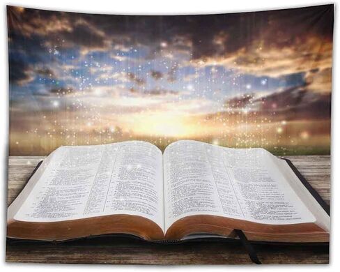 BULOR Holy Bible Opened Book Tapestry, Prayers Religious Church Jesus Christ School Wall Hangings Tapestry for Bedroom Living Room Dorm Man Cave Background 80x60inch in Saudi Arabia
