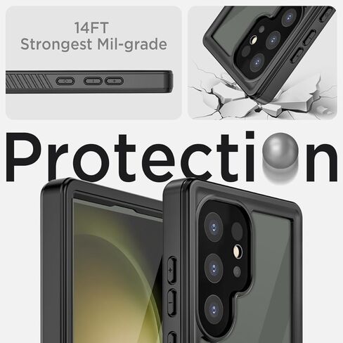حافظة Miimall لهاتف Samsung Galaxy S24 Plus مقاومة للماء، [IP68 تحت الماء] [مقاومة للسقوط العسكري بطول 14 قدم] [عدسة كاميرا مدمجة وواقي شاشة] [مقاوم للغبار] حافظة هاتف مقاومة للصدمات لكامل الجسم لهاتف S24 Plus in Saudi Arabia
