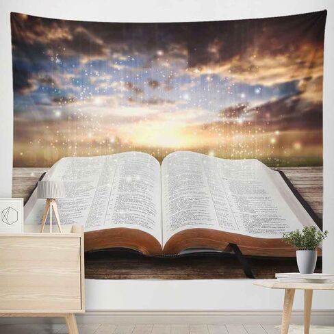 BULOR Holy Bible Opened Book Tapestry, Prayers Religious Church Jesus Christ School Wall Hangings Tapestry for Bedroom Living Room Dorm Man Cave Background 80x60inch in Saudi Arabia