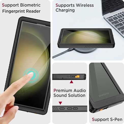 حافظة Miimall لهاتف Samsung Galaxy S24 Plus مقاومة للماء، [IP68 تحت الماء] [مقاومة للسقوط العسكري بطول 14 قدم] [عدسة كاميرا مدمجة وواقي شاشة] [مقاوم للغبار] حافظة هاتف مقاومة للصدمات لكامل الجسم لهاتف S24 Plus in Saudi Arabia