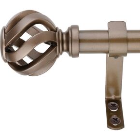 Decopolitan Cage 1" Curtain Rod Set, 36 to 72 Inches, Dark Bronze