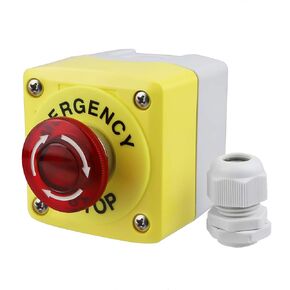 1 NC 1 NO 22mm Red Mushroom Emergency Stop Push Button Switch with LED Light 440V 10A Switch Station Box