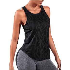 OYOANGLE Women's Geo Print Sports Athletic Tank Tops Workout Gym Sleeveless Shirts