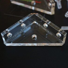 4 x V3, 5mm thickness, Corner Brackets, Clear Transparent Acrylic + 20x M5 Bolts, Clear Right Angle Bracket, Corner