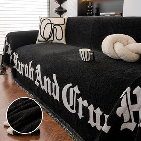 Chenille Sofa Towel Sofa Blankets L Shaped Couch Covers for Sectional Sofa, Cat Ccratch Proof Furniture Covers, Washable Be Suitable for Living Room Blanket (40, Black, XX-Large71''x150'')