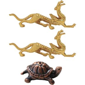 3Pcs Incense Burner Dragon Statue Sculpture and Bronze Turtle Shaped Incense Stick Holder Incense Stick Holder Tabletop Decor Ornament