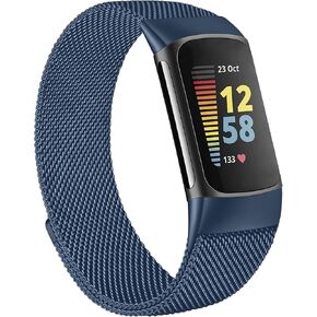 Metal Band for Fitbit Charge 5 Bands for Women Men, Stainless Steel Magnetic Wristband Mesh Bracelet Replacement Strap for Fitbit Charge 5
