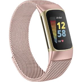 سوار معدني لساعة Fitbit Charge 5 للنساء والرجال، سوار معصم مغناطيسي من الفولاذ المقاوم للصدأ وسوار شبكي بديل لساعة Fitbit Charge 5 in Kuwait