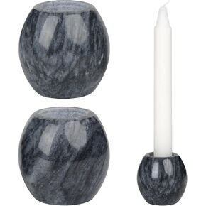 2 Pcs Candle Holder, Marble Candle Stand, Opening Dia1 (25mm), Marble Home Decor for Living Room, Bedroom, Dining Room (Black)