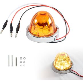 Watermelon Surface Mount White LED Light Turn/Marker Light Amber Glass Lens