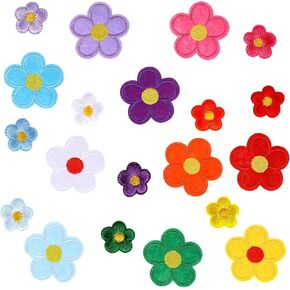20 Pcs Flower Iron on Patches,Flower Patches for Clothes Cute Colorful Embroidered Sew on Flower Applique Embroidery Patch for Clothing Repair and Decoration DIY Craft (10 Colors) in Kuwait