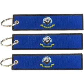 JAVD US Navy Flag Keychain Tag with Key Ring - Keys, Cars, Motorcycles, Backpacks, Luggage and Gifts - EDC (3 Pack)