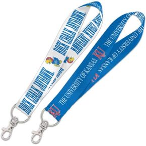 WinCraft NCAA University of Kansas KU Jayhawks Key Strap with 6 Inch Loop and Swivel Lobster Clasp Blue, White,