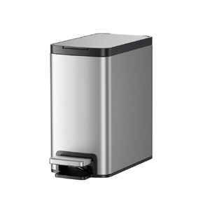 Bathroom Trash Can with Soft Close Lid,6 Liter / 1.6 Gallon Stainless Steel Step Garbage Can with Removable Bin,White Trash Can for Bathroom,Bedroom,Office(White)