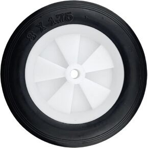 2 pcs Dolly Wheels, 6 inch Flat Freee Solid Rubber Wheels, 6'' x 1.30'' Lawn Mower Wheels, Pack of 2 Replacement Dolly Wheels (Black)