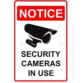 Safety Warning Signs Notice Security Cameras in Use Camera Surveillance Property Safety Alert Caution Metal Tin Sign Plate 12 X 8 Inches