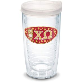 Tervis 1087792 Fraternity - كوب تشي أوميغا مع شعار وغطاء بلوري 16oz، شفاف