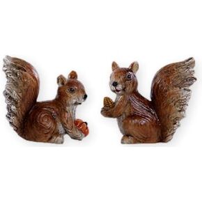 The Bridge Collection 3" Brown Squirrel with Pumpkin & Corn Figurines - Set of 2 - Harvest Animal Statues for Fall & Thanksgiving Decor