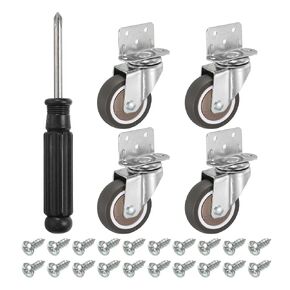 PATIKIL L-Shaped Plate Swivel Caster Wheel 2", 4 Pack TPE Side Mount Roller with Bearing Screws for Furniture Flower Stand, Brown