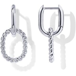 PAVOI 14K Two-Toned Yellow White Gold Plated Convertible Link Cubic Zirconia Earrings for Women | Link Chain Earrings | Drop Dangle Earrings