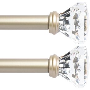 Curtain Rods Diamond End Cap 28 to 48 Inch, 1 Inch Pole Color Black (Nickel, 28 to 48 Inch)