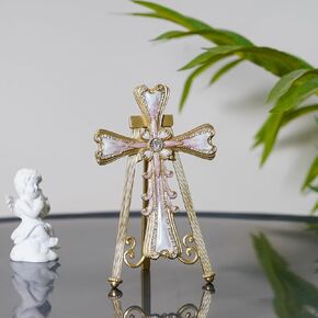 NIKKY HOME واقفًا على شكل صليب يسوع - مصنوع يدويًا من المعدن الذهبي العتيق الفن الروحي الكاثوليكي للكنيسة مذبح عيد الفصح - هدية لحدث المعمودية الدينية in Kuwait