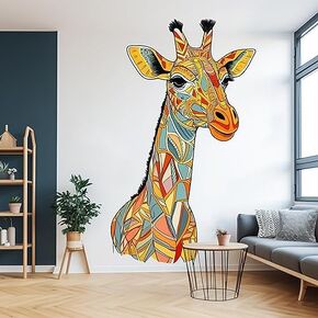 Unique Pattern Giraffe Animal Kingdom Wall Sticker For Nursery Decal, Girls Room, Living Room, Playroom Decor, Boys Room, Sticker For Animal Lover (18 inch)