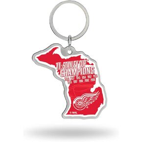 Rico Industries NHL Detroit Red Wings Champ State Shape Keychain